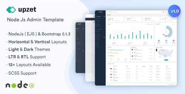 Upzet - NodeJs Admin amp Dashboard Template TFx