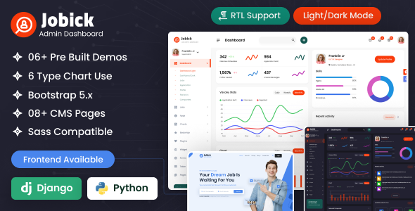 Jobick - Django Job Admin Dashboard Bootstrap Template  FrontEnd TFx