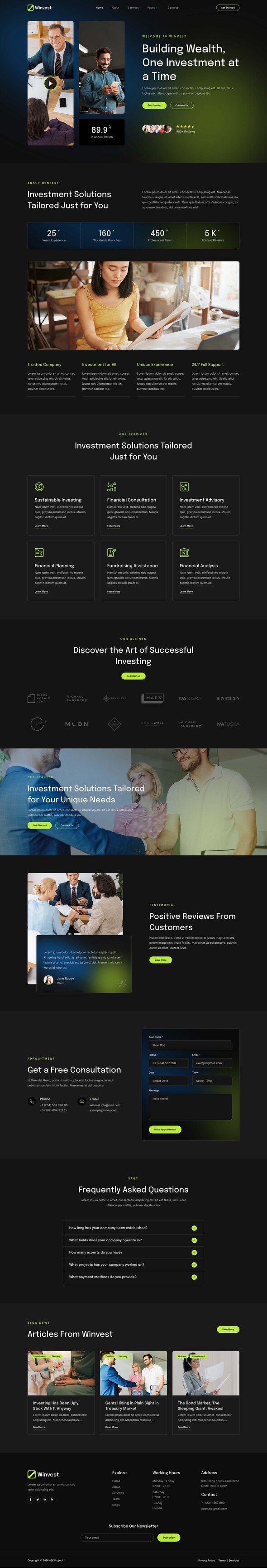 Winvest - Finance amp Investment Elementor Template Kit TFx