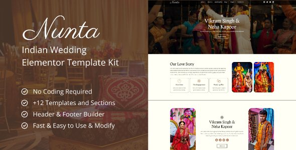 Nunta - Cultural Wedding Elementor Template Kit TFx