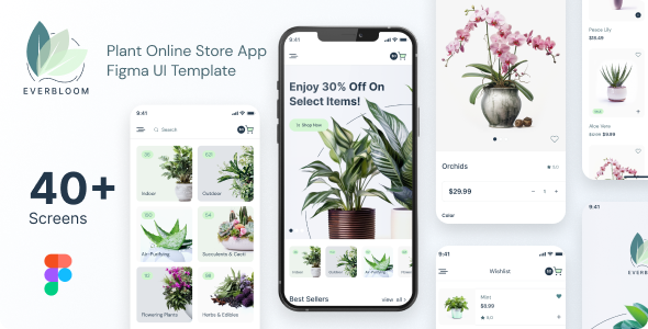 Everbloom - Plant Online Store App Figma UI Template TFx