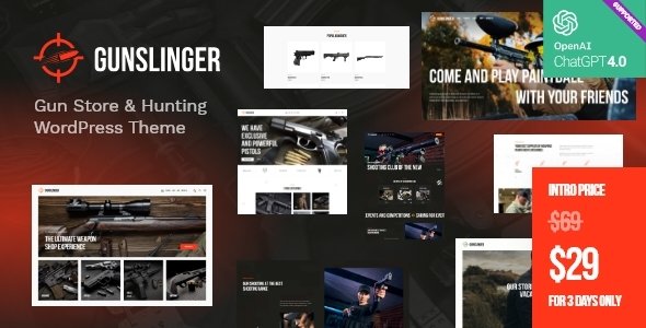 Gunslinger  Gun Store amp Hunting WordPress Theme TFx