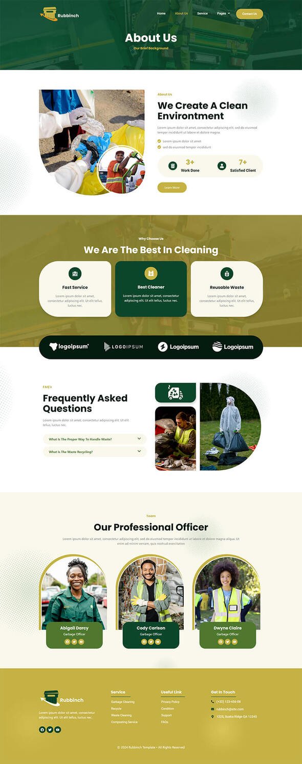 Rubbinch - Waste amp Recycling Elementor Template Kit TFx