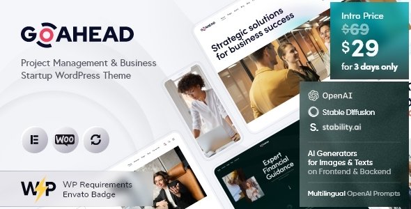 GoAhead  Project Management amp Business Startup WordPress Theme TFx