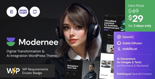 Modernee  AI Integration amp Digital Transformation WordPress Theme TFx