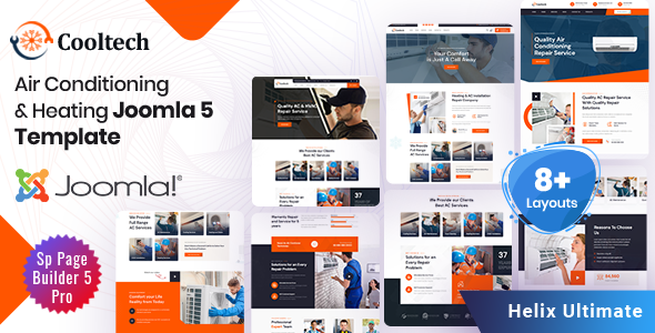 Cooltech - Joomla 5 Air Conditioning amp Heating Template TFx