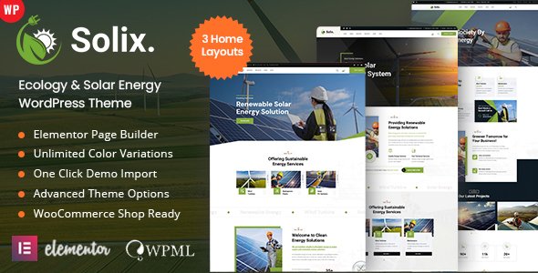 Solix - Ecology amp Solar Energy WordPress Theme TFx