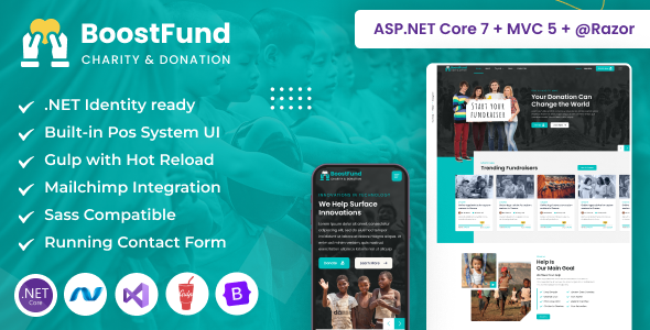 BoostFund - Crowdfunding amp Charity ASPNET Core amp MVC Bootstrap Template TFx
