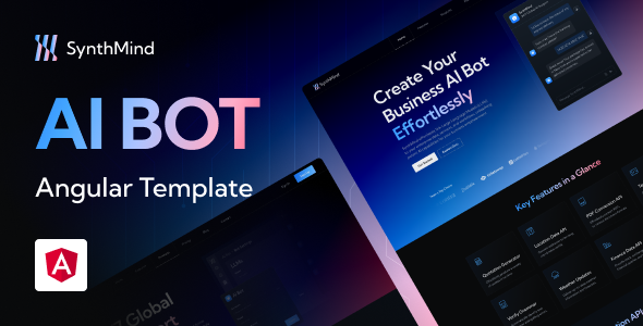 SynthMind - AI Generator Bot Business and Technology Startup Angular Template TFx
