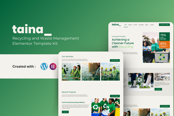 Taina - Recycling and Waste Management Elementor Template Kit TFx