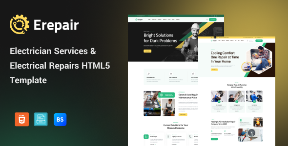 Erepair - Electrician Services amp Electrical Repairs HTML5 Template TFx