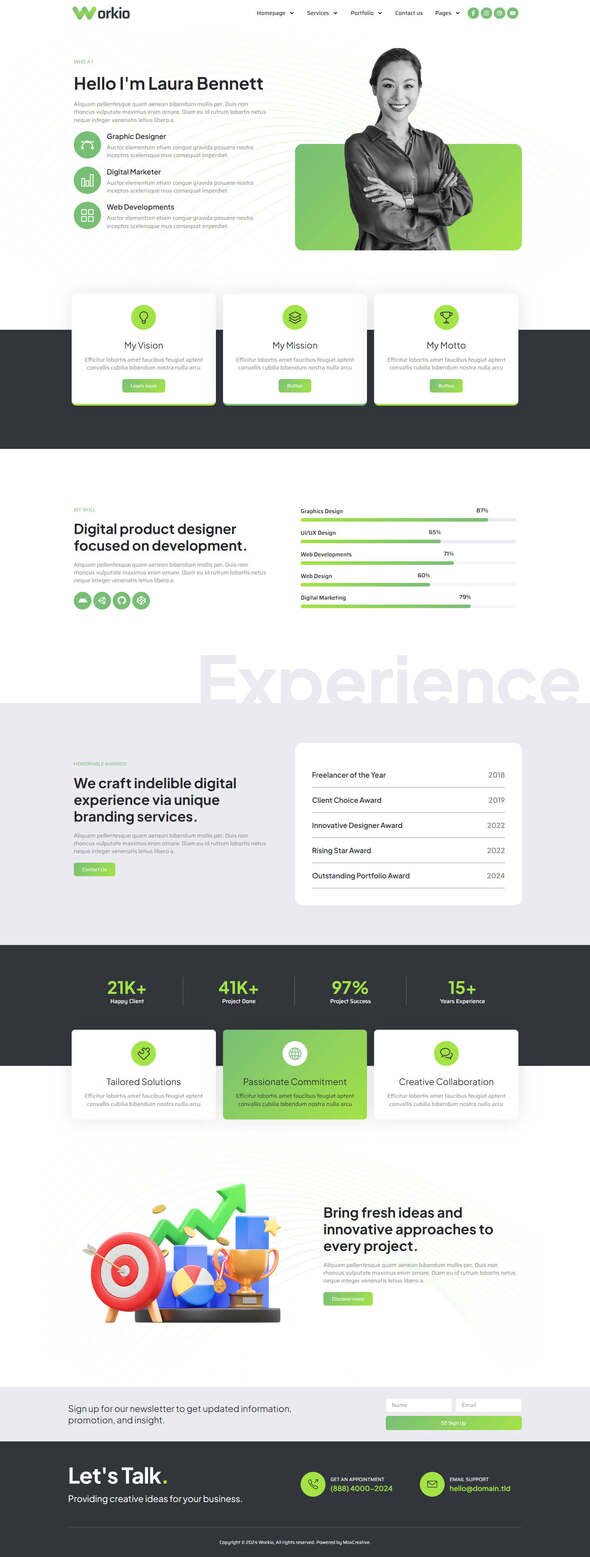 Workio - Digital Service amp Creative Portfolio Elementor Template Kit TFx