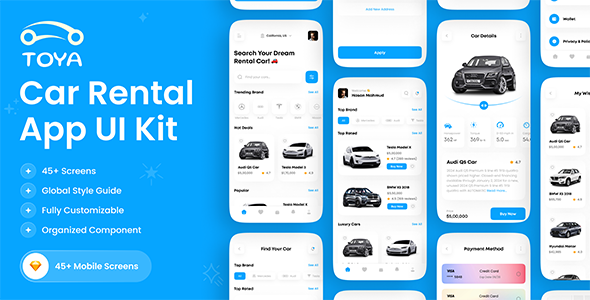 Toya - Car Rental Mobile App UI Kit TFx