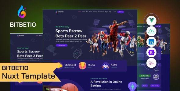 Bitbetio - Sports Betting Website Nuxt JS Template TFx