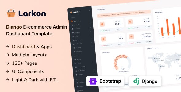 Larkon - Django Ecommerce Management Admin amp Dashboard Template TFx