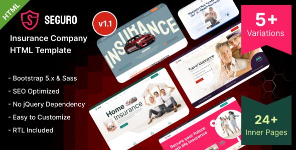 Seguro - Insurance Company Bootstrap 5 HTML Template TFx