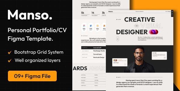 Manso - Personal PortfolioCV Figma Template TFx