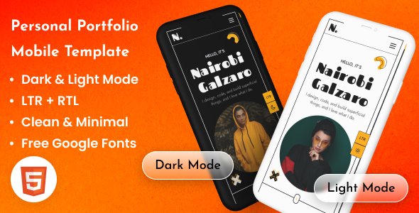 Nairobi - Personal Portfolio CV Mobile HTML Template LTR  RTL TFx