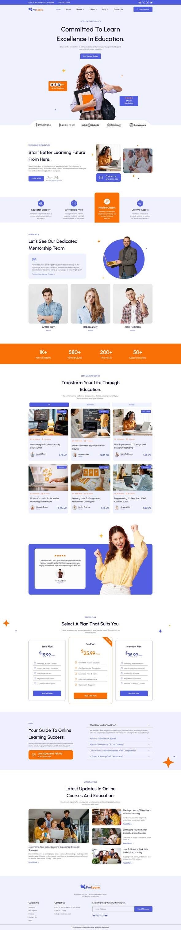 Prolearn - Online Course amp Education Elementor Template Kit TFx