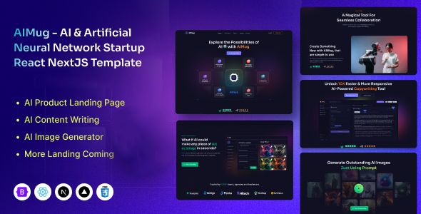AIMug - AI amp Artificial Neural Network Startup NextJS Template TFx