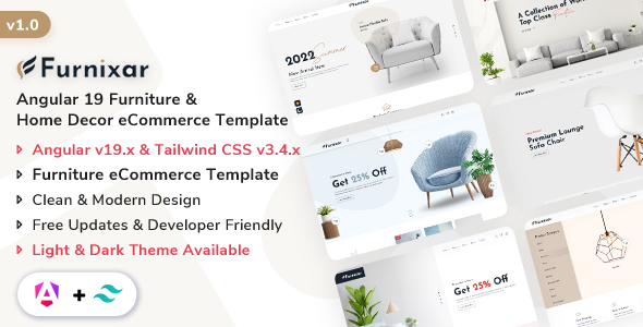 Furnixar - Angular 19 Furniture amp Home Decor eCommerce Template TFx