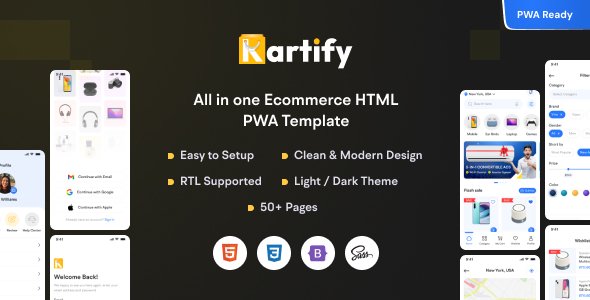 Kartify - Ecommerce PWA Mobile HTML Template TFx