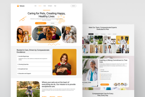 VetCare - Pet Care amp Veterinary Elementor Template Kit for Animal Clinics TFx