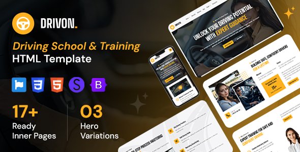 Drivon - Driving School amp Training HTML Template TFx