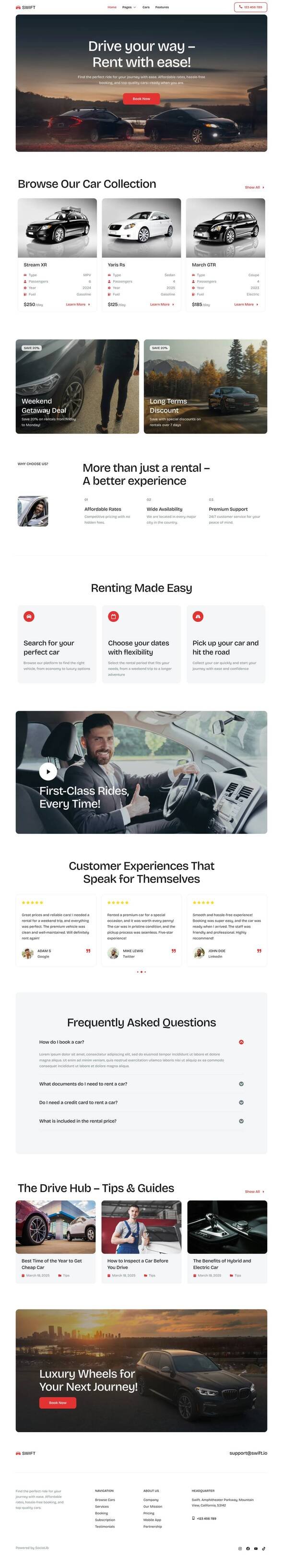 Swift - Car Rental Service Elementor Template Kit TFx
