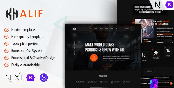 Khalif - Creative Personal Portfolio Bootstrap  React  Next JS Template TFx